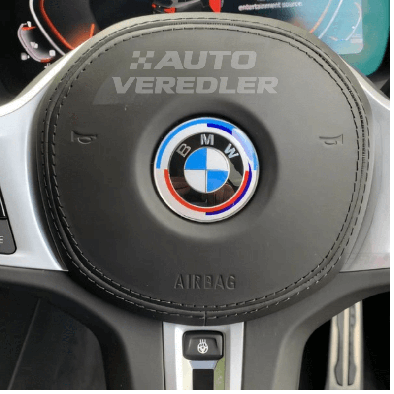 BMW M 50th Anniversary Emblem Set – Complete Badge Kit for Hood, Trunk, Steering Wheel & Wheel Center Caps
