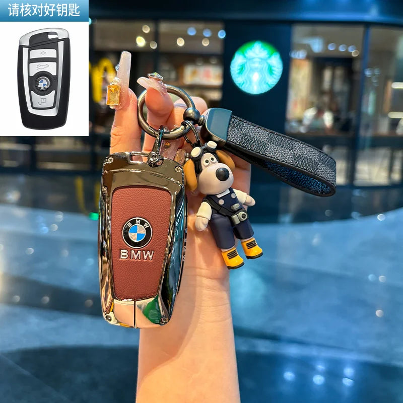 BMW Flip Key Case – Leather Key Fob Cover with Keychain