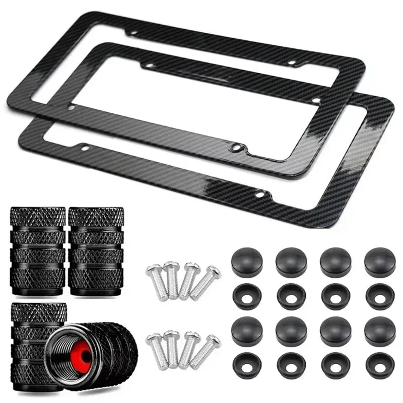 Kennzeichenhalter in Carbon-Optik – Universeller Kfz-Kennzeichenhalter mit Schraubensatz