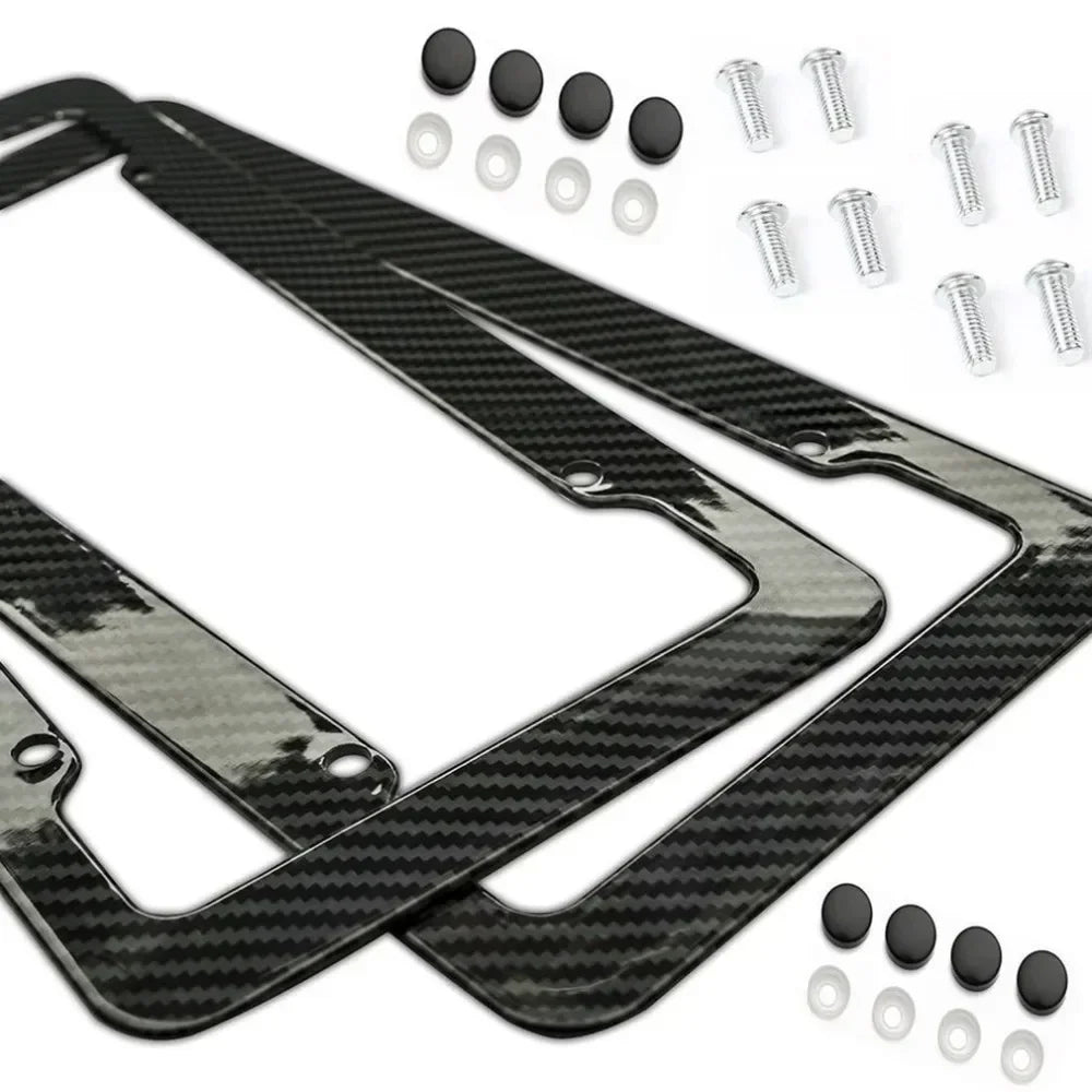 Kennzeichenhalter in Carbon-Optik – Universeller Kfz-Kennzeichenhalter mit Schraubensatz