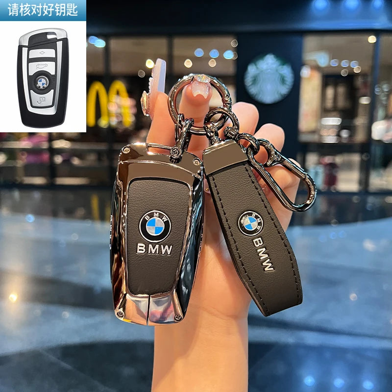 BMW Flip Key Case – Leather Key Fob Cover with Keychain