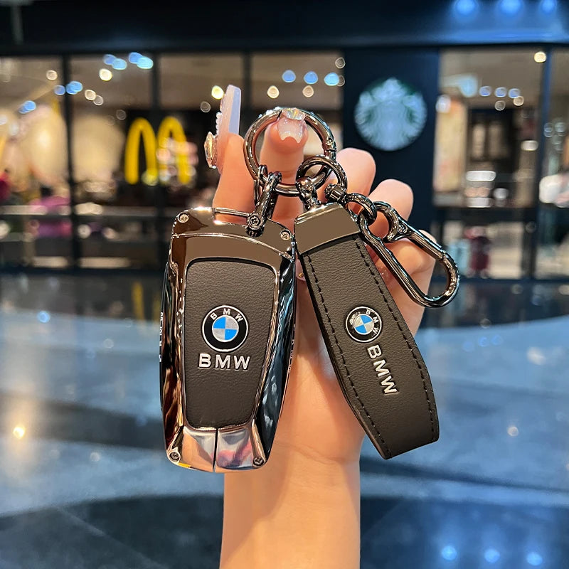 BMW Flip Key Case – Leather Key Fob Cover with Keychain