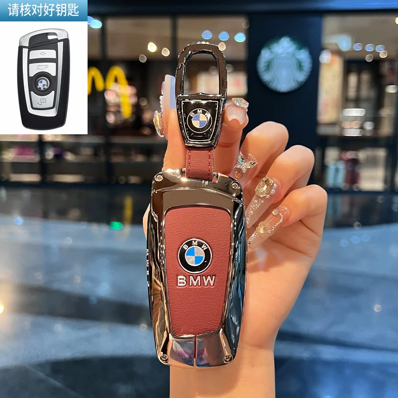 BMW Flip Key Case – Leather Key Fob Cover with Keychain