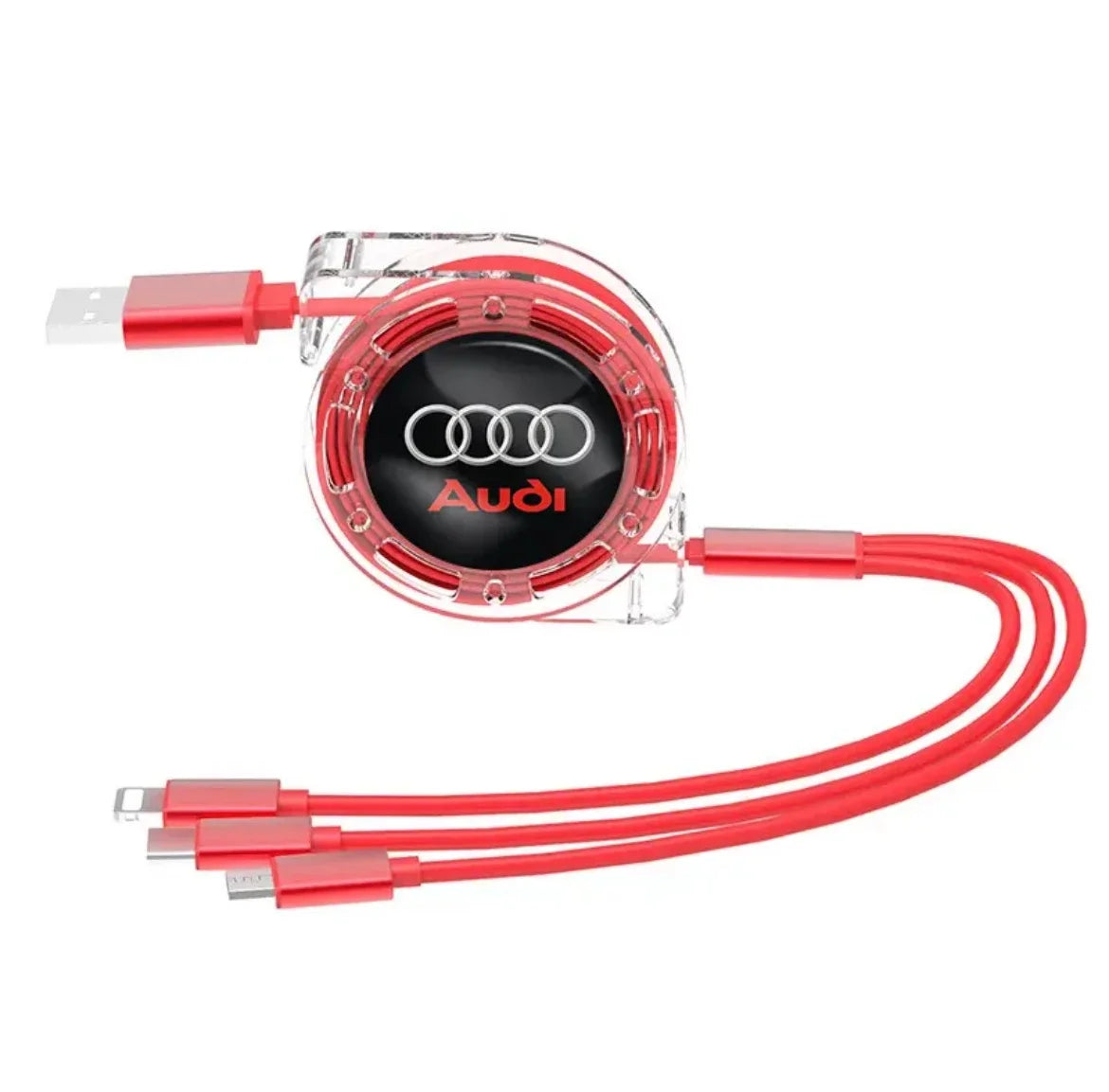 Audi 3-in-1 USB-Ladekabel – Multi-Ladegerät mit USB-C, Micro-USB und Lightning