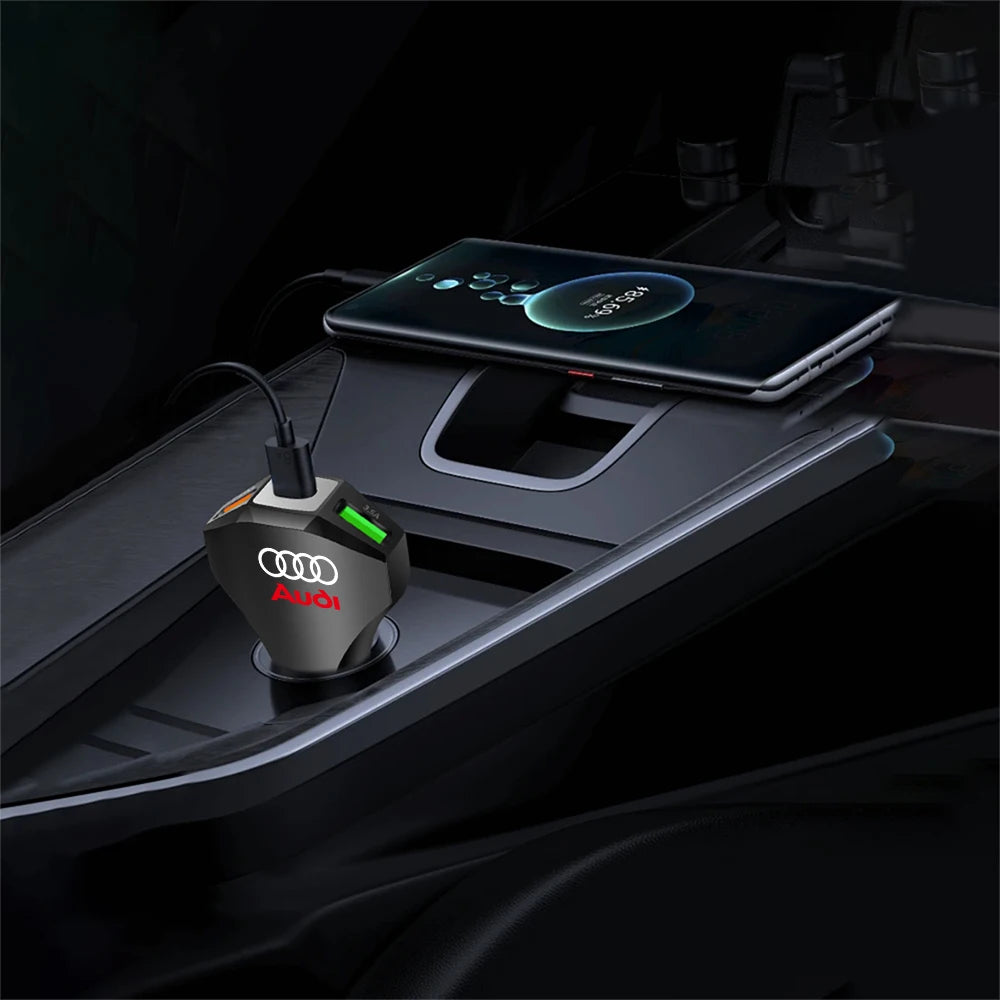 35-W-Audi-USB-C-Schnellladegerät fürs Auto – Typ-C- und USB-Autoladeadapter im S-Line-Design