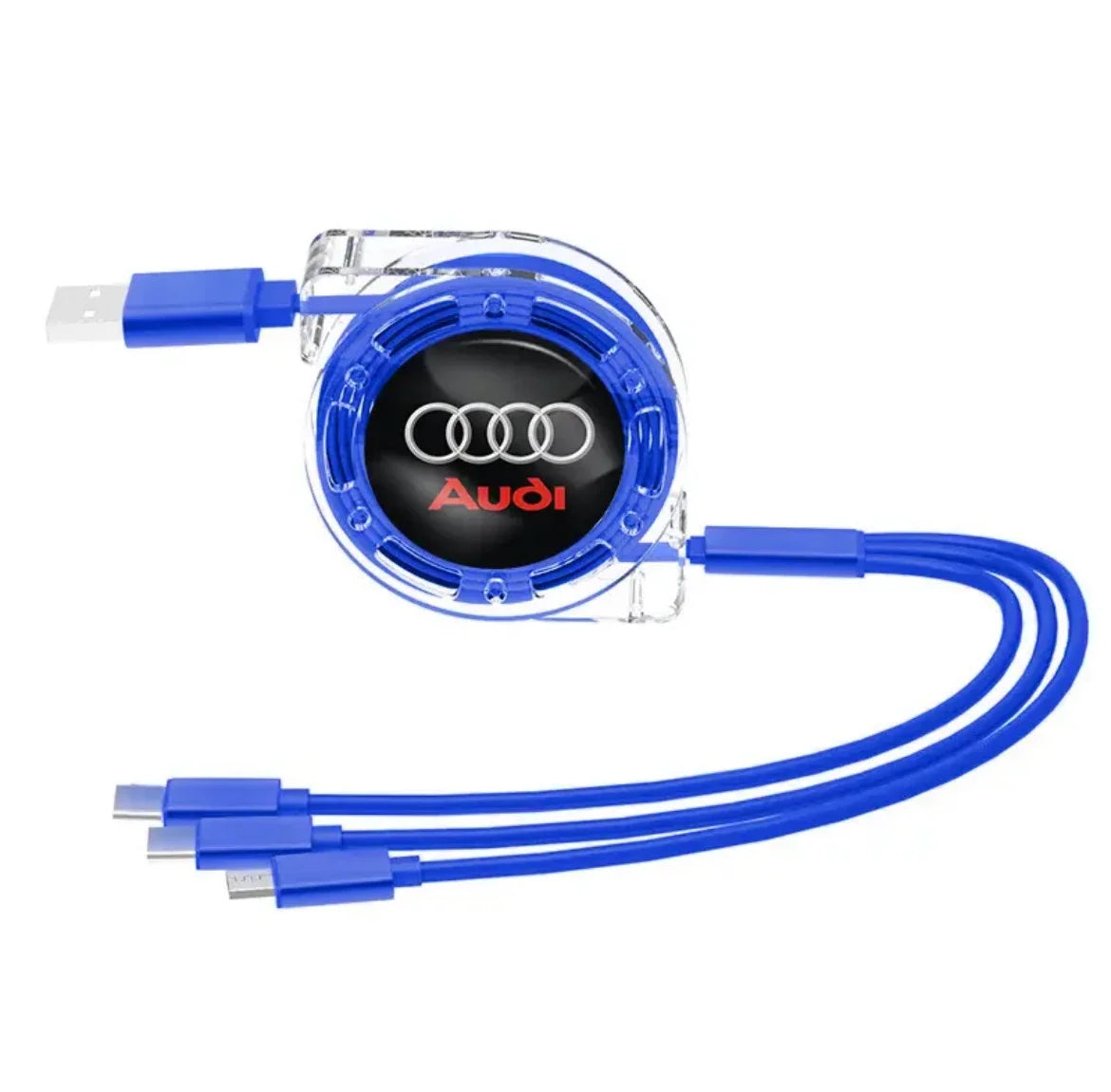 Audi 3-in-1 USB-Ladekabel – Multi-Ladegerät mit USB-C, Micro-USB und Lightning