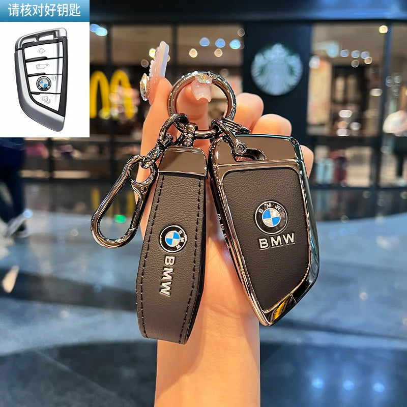BMW Flip Key Case – Leather Key Fob Cover with Keychain