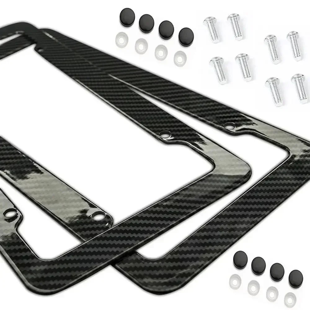 Kennzeichenhalter in Carbon-Optik – Universeller Kfz-Kennzeichenhalter mit Schraubensatz