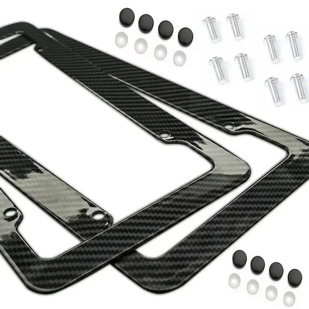 Kennzeichenhalter in Carbon-Optik – Universeller Kfz-Kennzeichenhalter mit Schraubensatz