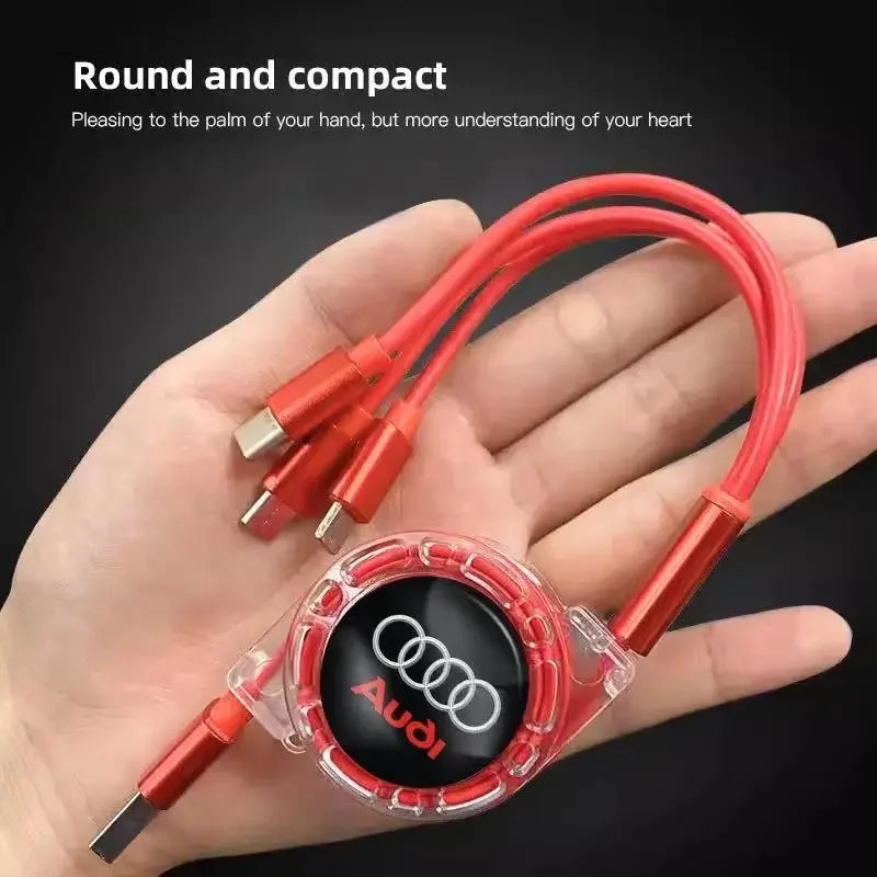 Audi 3-in-1 USB-Ladekabel – Multi-Ladegerät mit USB-C, Micro-USB und Lightning