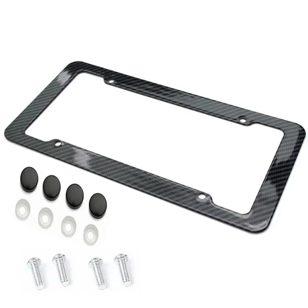 Kennzeichenhalter in Carbon-Optik – Universeller Kfz-Kennzeichenhalter mit Schraubensatz