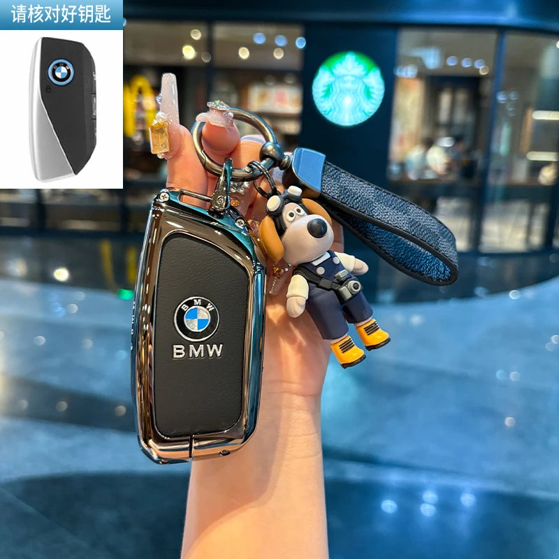 BMW Flip Key Case – Leather Key Fob Cover with Keychain