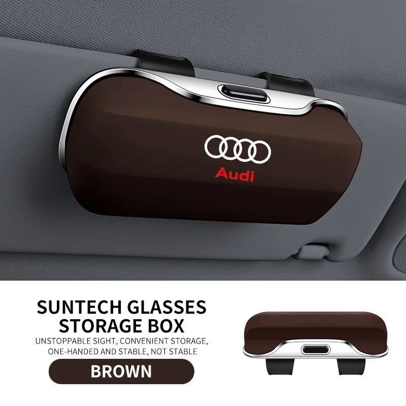 Audi Sonnenbrillenhalter – Premium-Sonnenblenden-Aufbewahrungsbox für Q3, Q5, Q7, Q8, A3, A4, A5, A6, A7 und A8
