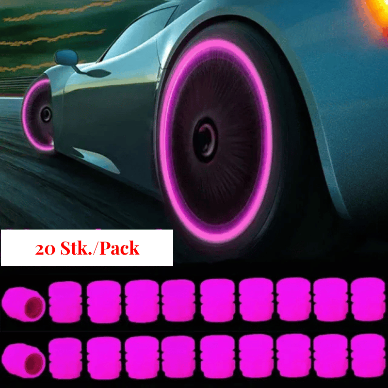 Leuchtende Reifenventilkappen für Autos –  fluoreszierend, universell passend