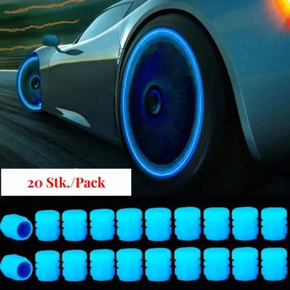 Leuchtende Reifenventilkappen für Autos –  fluoreszierend, universell passend