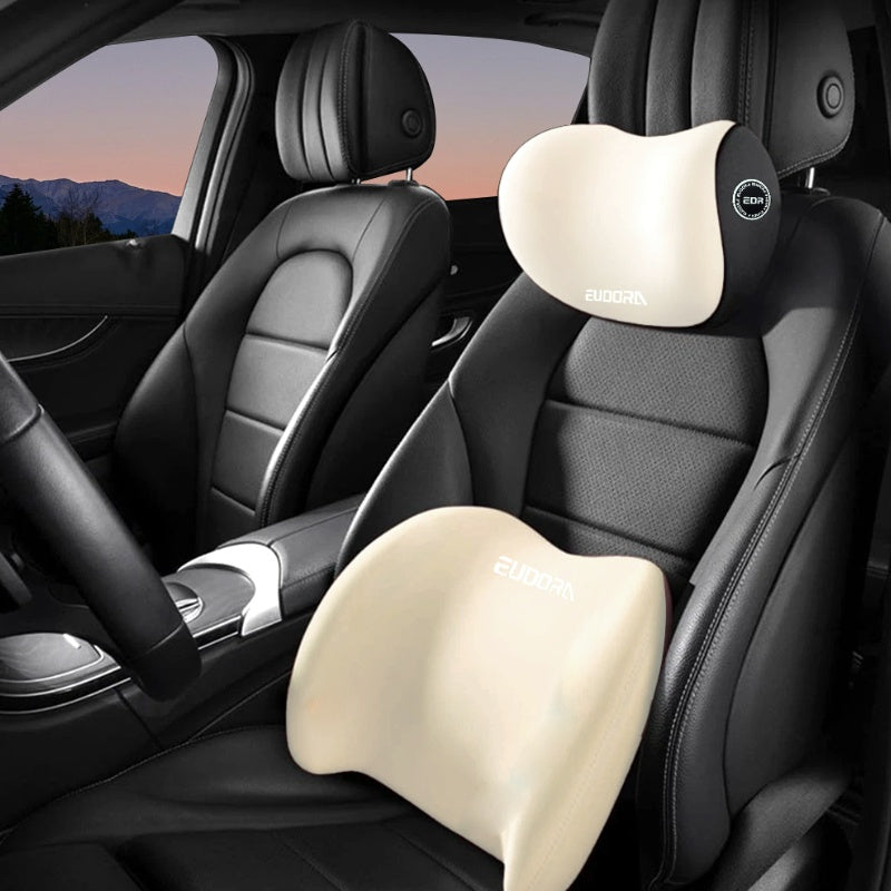 Ergonomic car neck and lumbar support pillow high-density comfort cushion for long drives and back pain relief