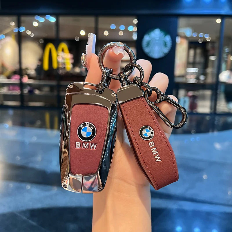 BMW Flip Key Case – Leather Key Fob Cover with Keychain