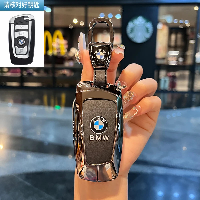 BMW Flip Key Case – Leather Key Fob Cover with Keychain