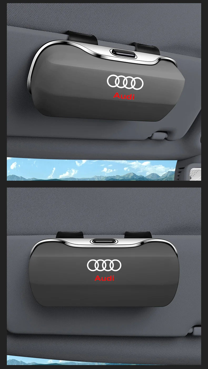 Sonnenbrillenhalter für Audi – Premium Aufbewahrungsbox für Sonnenblenden (Q3, Q5, Q7, Q8, A3, A4, A5, A6, A7, A8)