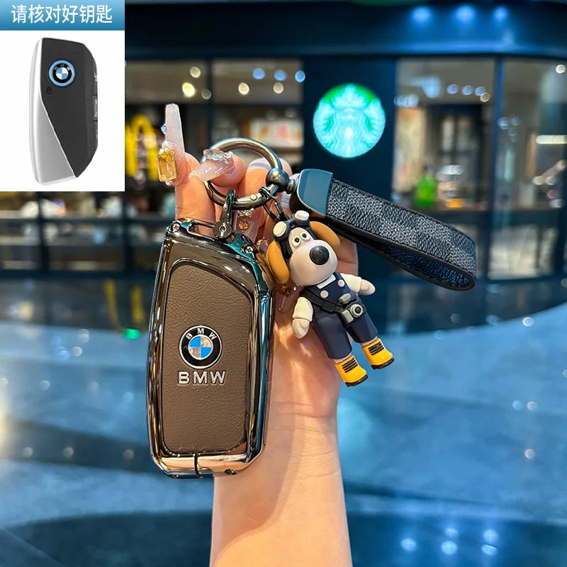BMW Flip Key Case – Leather Key Fob Cover with Keychain