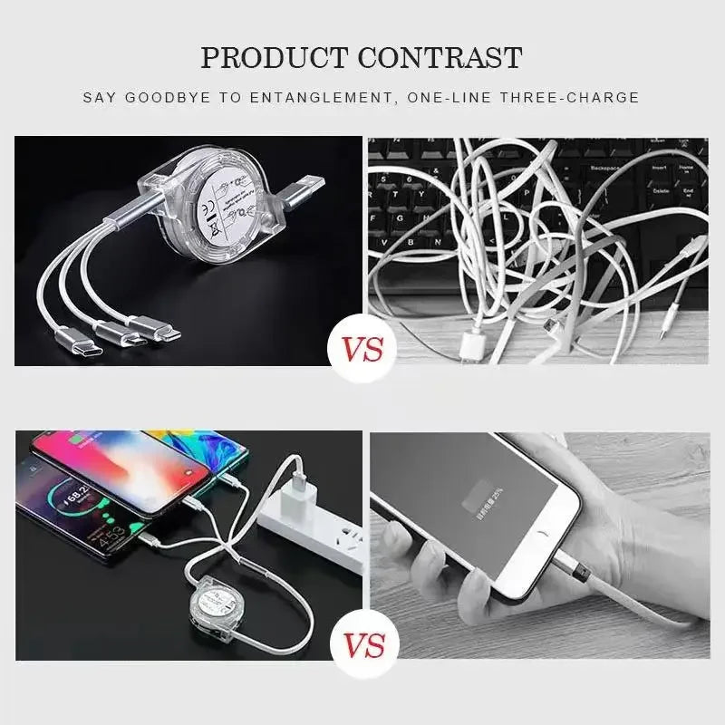 Audi 3-in-1 USB-Ladekabel – Multi-Ladegerät mit USB-C, Micro-USB und Lightning