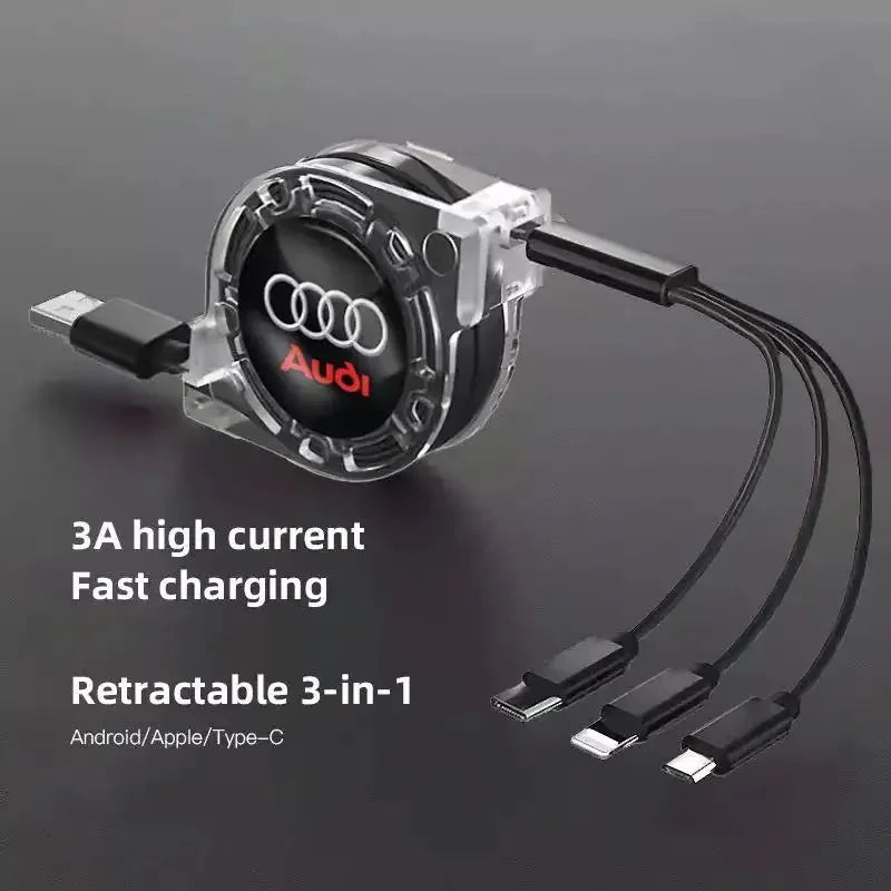 3-in-1 USB Ladekabel für Audi – Multi-Ladegerät mit Typ-C, Micro-USB & Lightning Anschluss