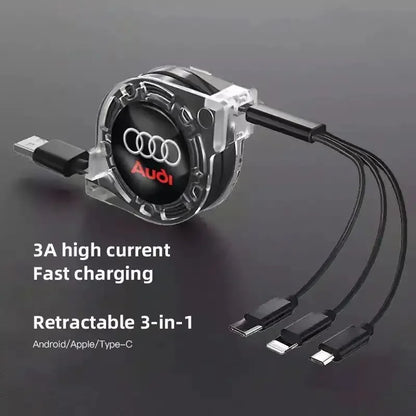 3-in-1 USB Ladekabel für Audi – Multi-Ladegerät mit Typ-C, Micro-USB & Lightning Anschluss