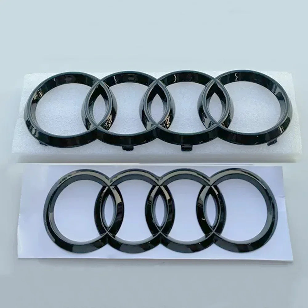 Audi 4 Rings Emblem – Black or Silver Front Grill & Rear Badge for A3 A4 A5 A6 A7 Q2 Q3 Q5 Q8 TT