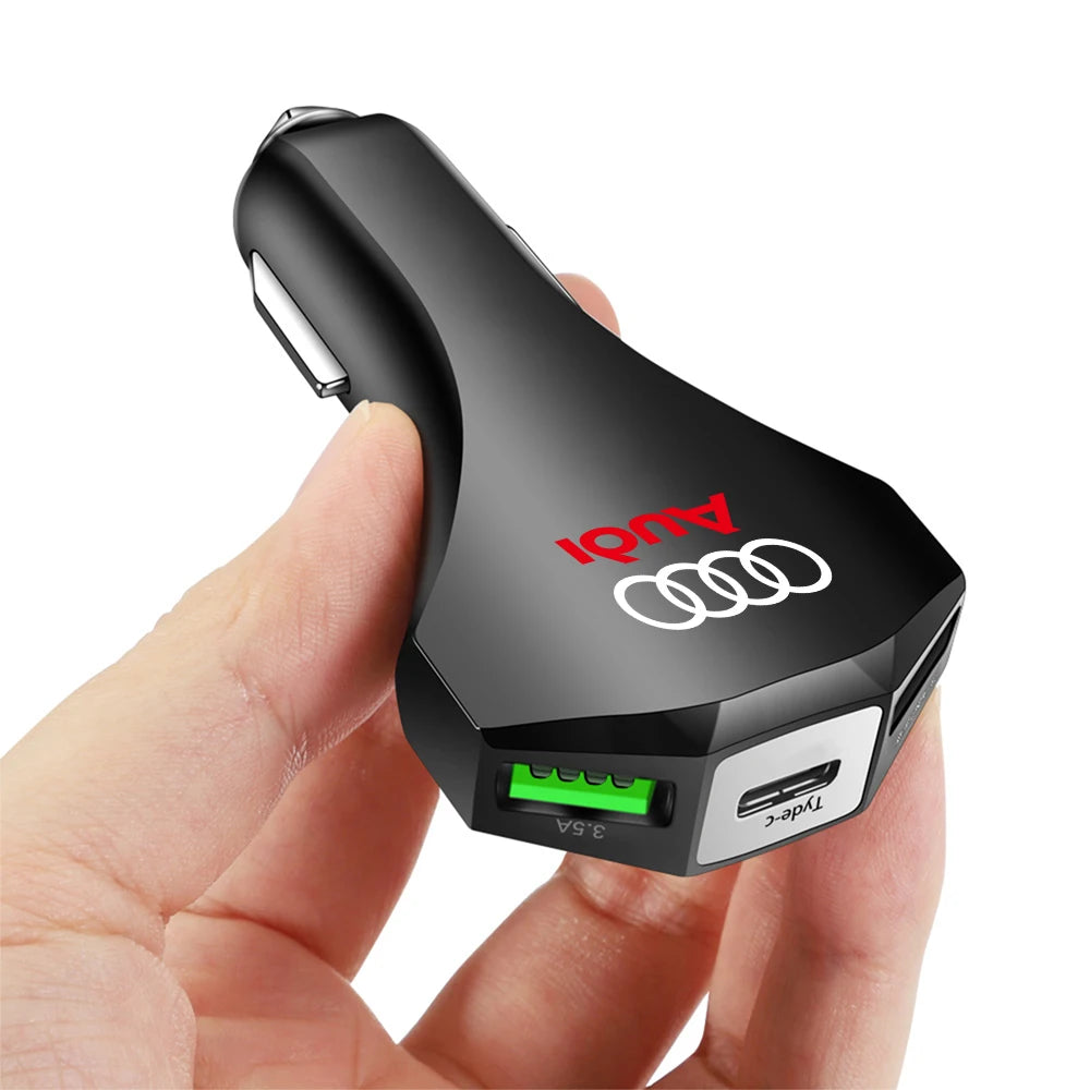 35-W-Audi-USB-C-Schnellladegerät fürs Auto – Typ-C- und USB-Autoladeadapter im S-Line-Design