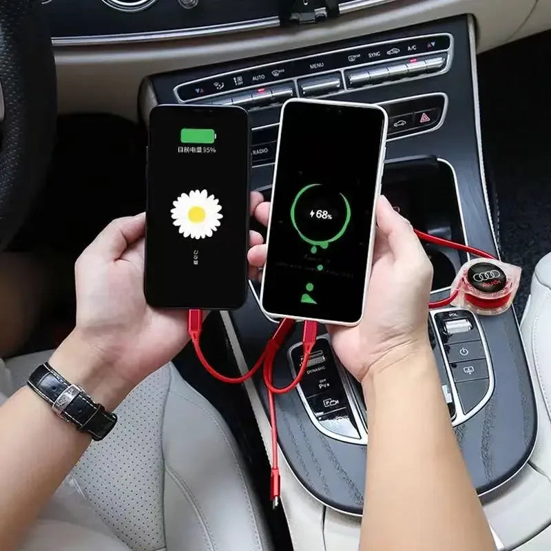 Audi 3-in-1 USB-Ladekabel – Multi-Ladegerät mit USB-C, Micro-USB und Lightning