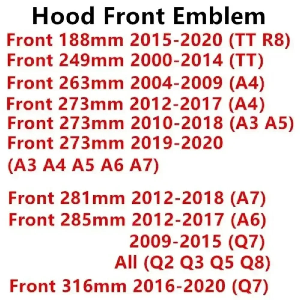 Schwarzes oder silbernes 4-Ring Emblem für Audi – Frontgrill & Hecklogo Abzeichen (A3, A4, A5, A6, A7, Q2, Q3, Q5, Q8, TT)