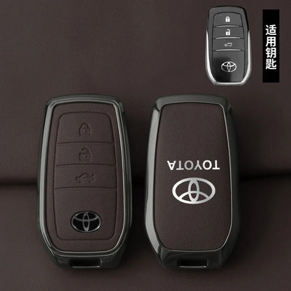 Schlüsseletui aus Zinklegierung und Leder für Toyota – Stilvoller Schutz für Ihren Autoschlüssel