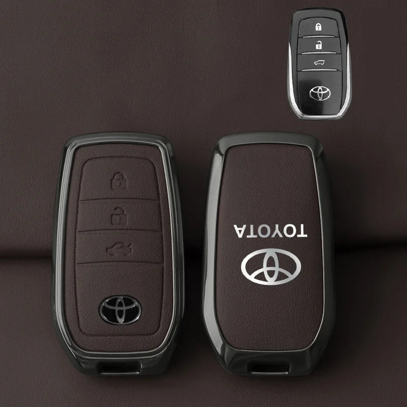 Toyota Schlüsseletui aus Zinklegierung und Leder – Premium-Schutzhülle für Ihren Toyota-Schlüsselanhänger