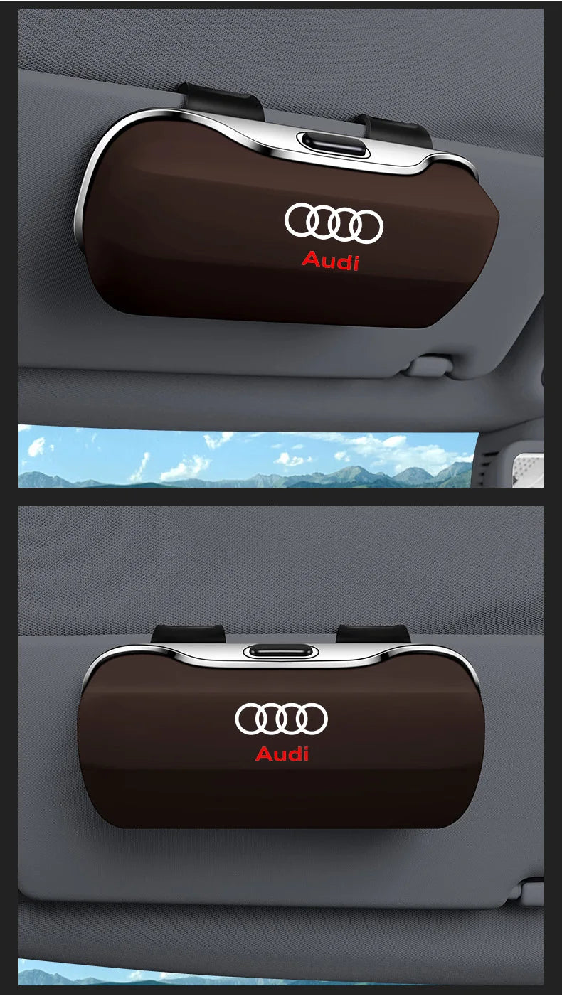 Sonnenbrillenhalter für Audi – Premium Aufbewahrungsbox für Sonnenblenden (Q3, Q5, Q7, Q8, A3, A4, A5, A6, A7, A8)