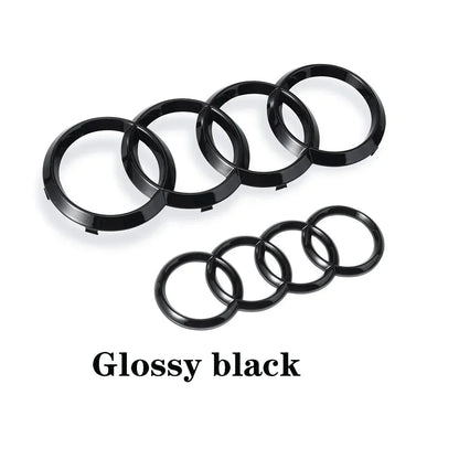 Schwarzes oder silbernes 4-Ring Emblem für Audi – Frontgrill & Hecklogo Abzeichen (A3, A4, A5, A6, A7, Q2, Q3, Q5, Q8, TT)