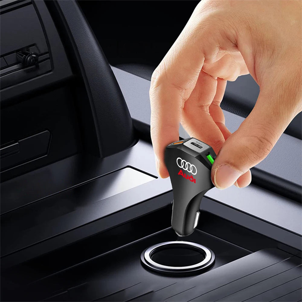 35-W-Audi-USB-C-Schnellladegerät fürs Auto – Typ-C- und USB-Autoladeadapter im S-Line-Design