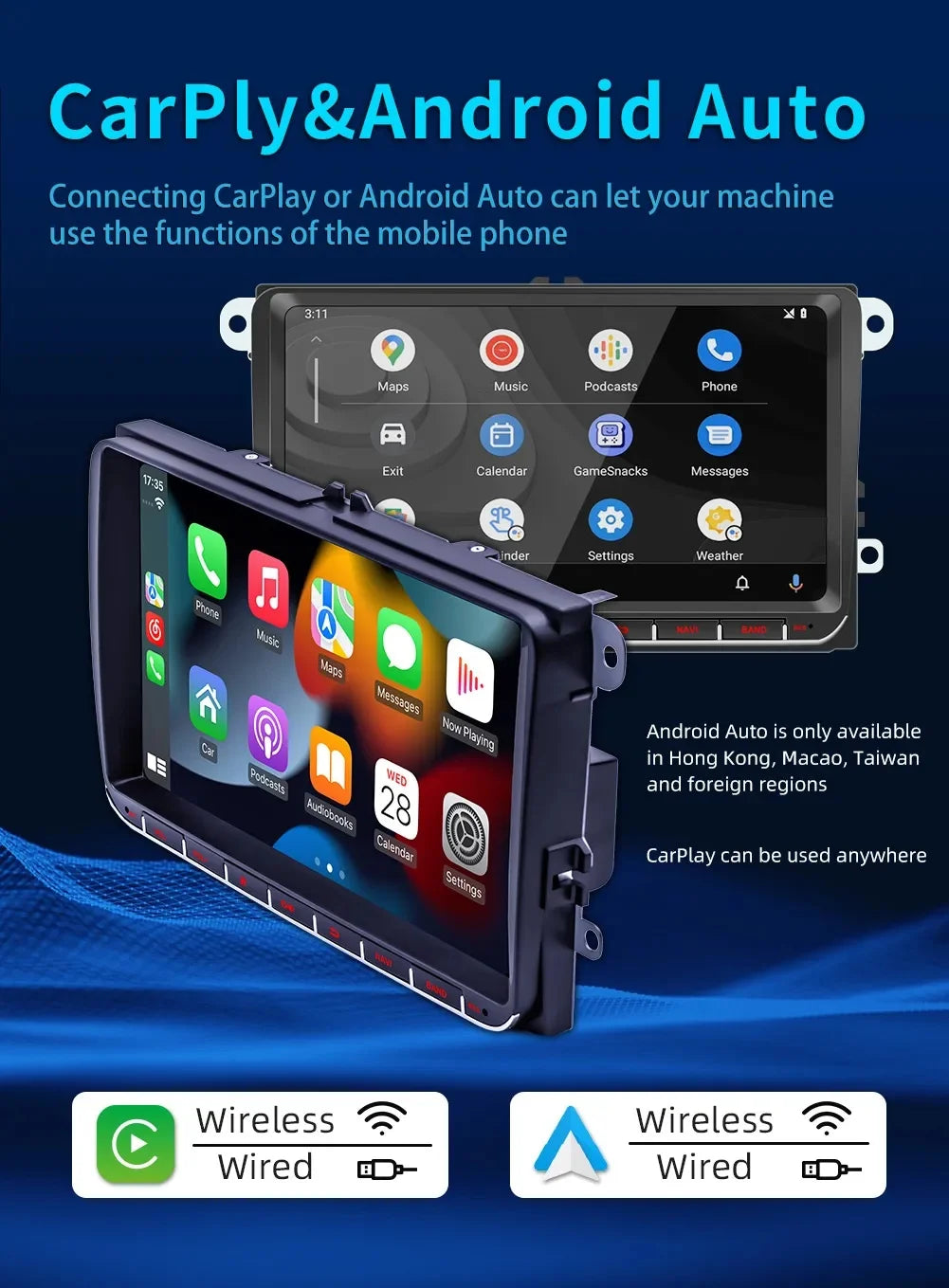 Android-Multimediasystem für Volkswagen mit CarPlay, Android Auto & GPS