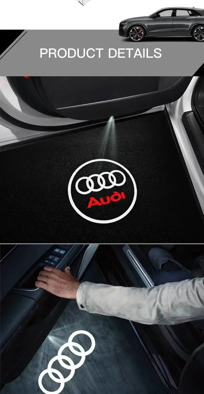 Audi LED Door Logo Projector – Welcome Puddle Lights for A3 A4 Q5 (2PCS)