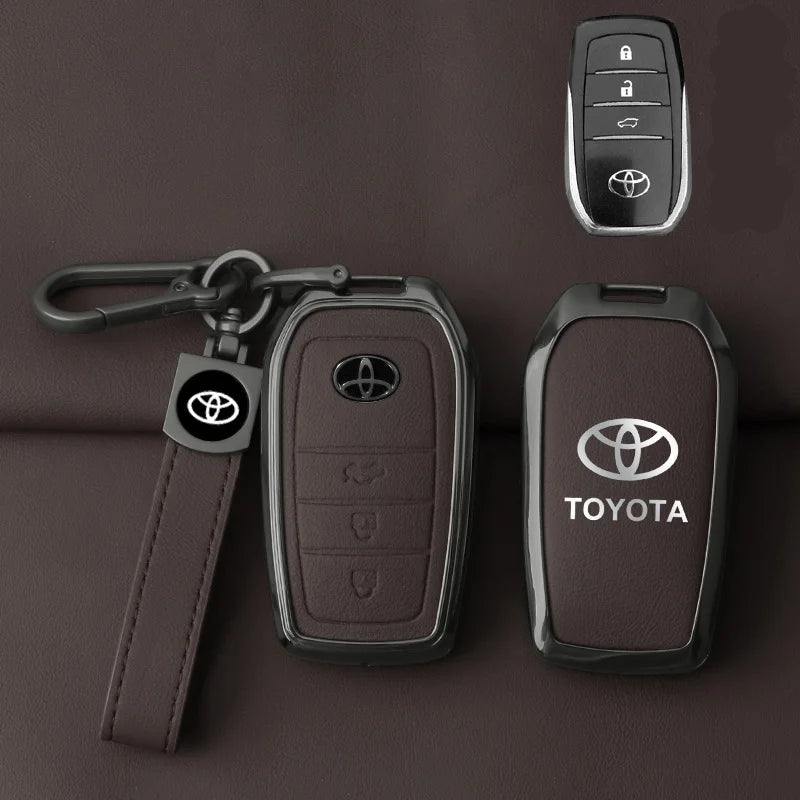 Toyota Schlüsseletui aus Zinklegierung und Leder – Premium-Schutzhülle für Ihren Toyota-Schlüsselanhänger