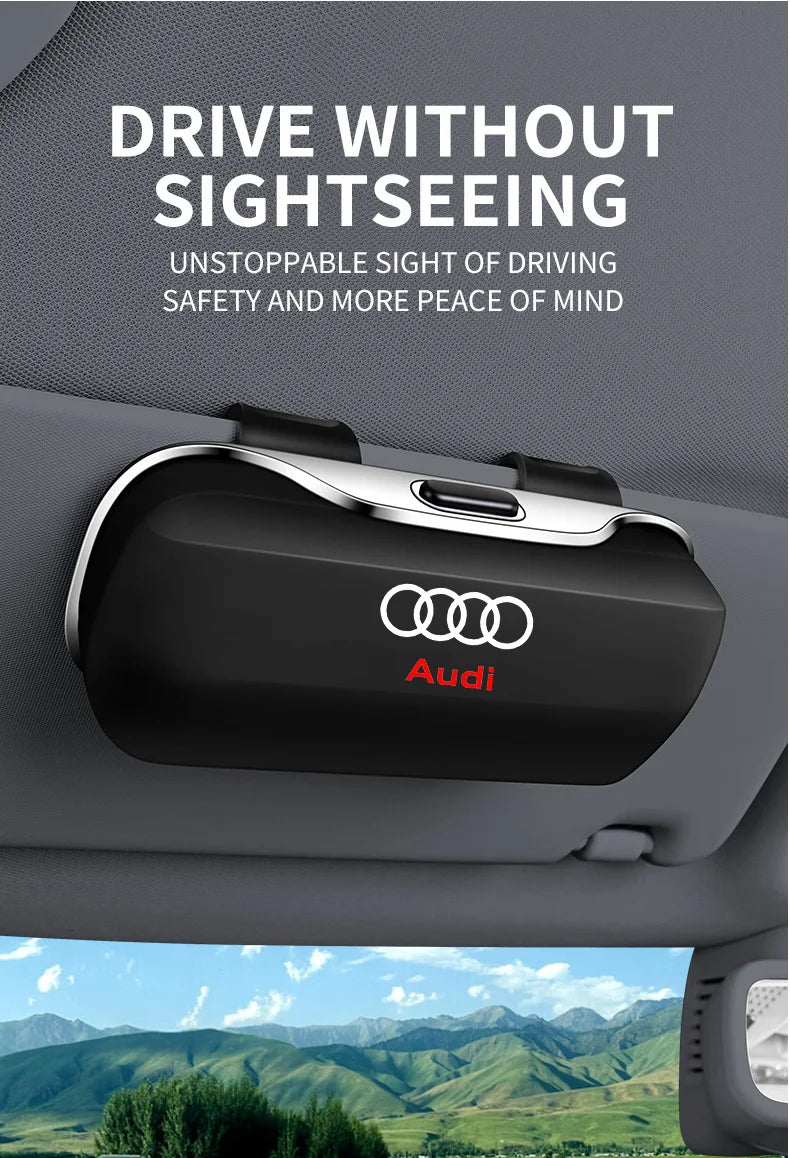 Sonnenbrillenhalter für Audi – Premium Aufbewahrungsbox für Sonnenblenden (Q3, Q5, Q7, Q8, A3, A4, A5, A6, A7, A8)