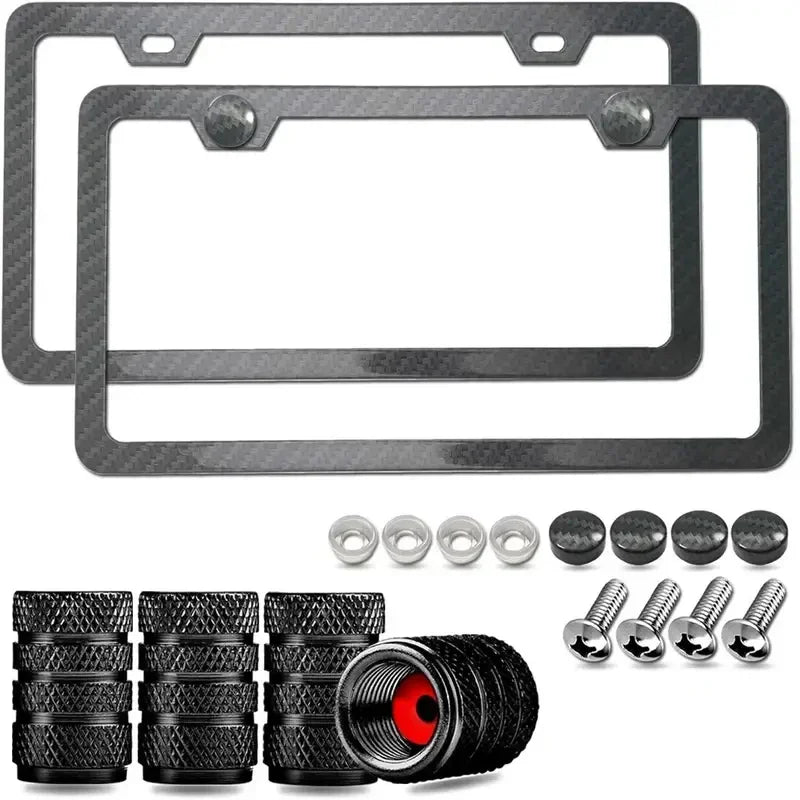 Kennzeichenhalter in Carbon-Optik – Universeller Kfz-Kennzeichenhalter mit Schraubensatz