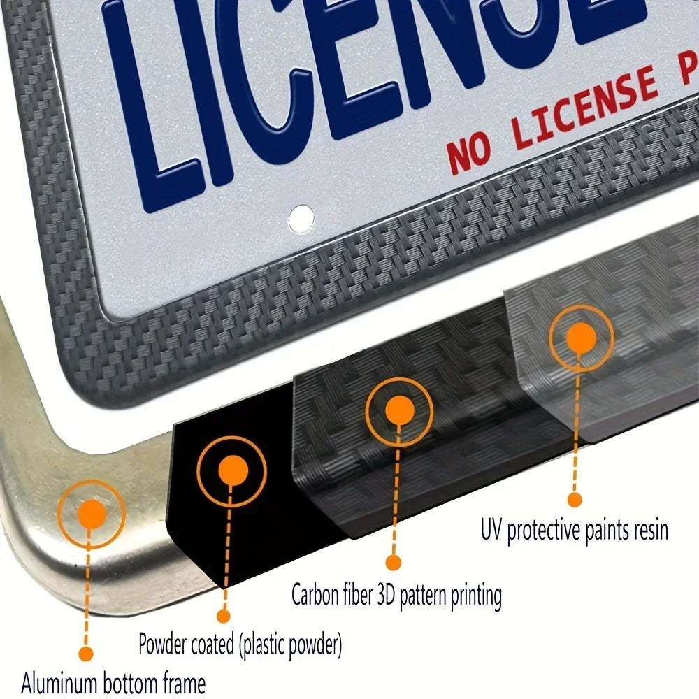 Carbon-Optik Nummernschildhalter – Universeller Auto Kennzeichenrahmen mit Schraubenset