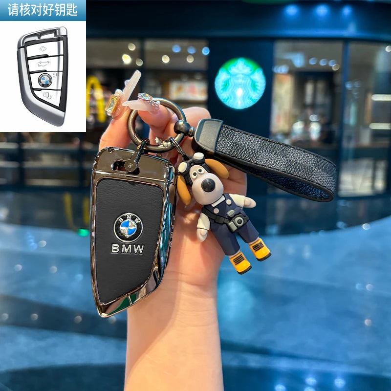 BMW Flip Key Case – Leather Key Fob Cover with Keychain
