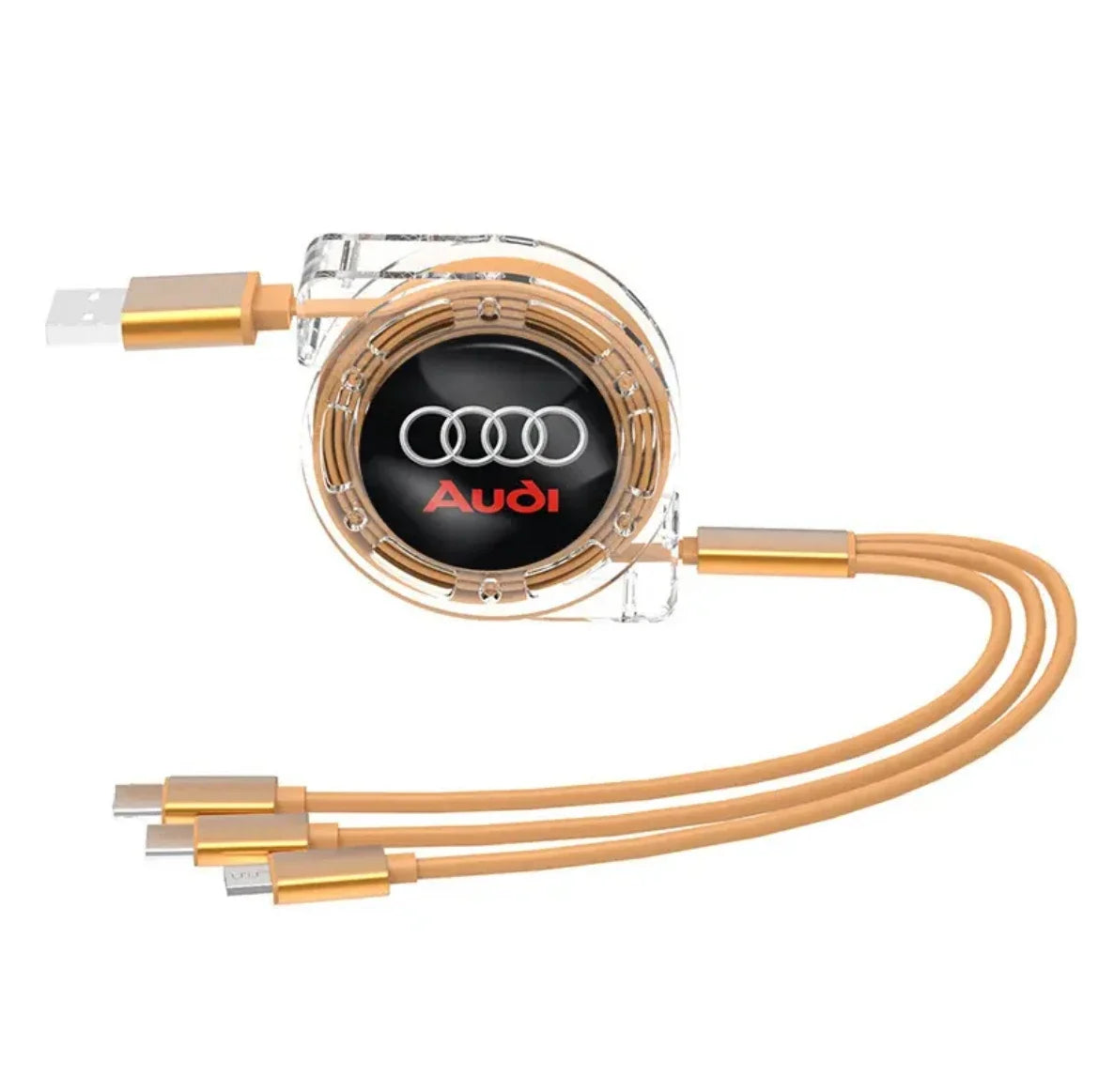 Audi 3-in-1 USB-Ladekabel – Multi-Ladegerät mit USB-C, Micro-USB und Lightning