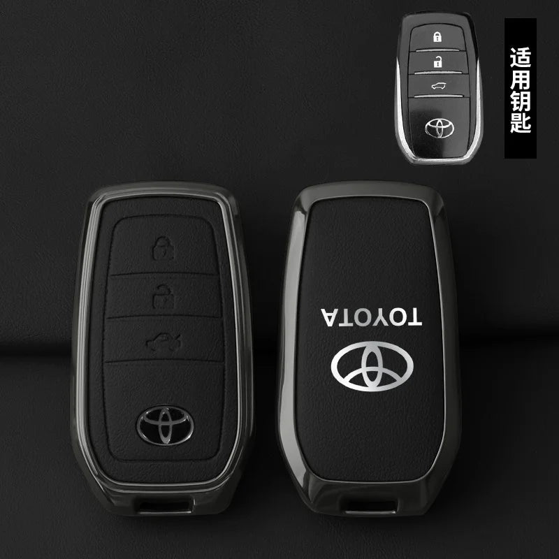 Schlüsseletui aus Zinklegierung und Leder für Toyota – Stilvoller Schutz für Ihren Autoschlüssel