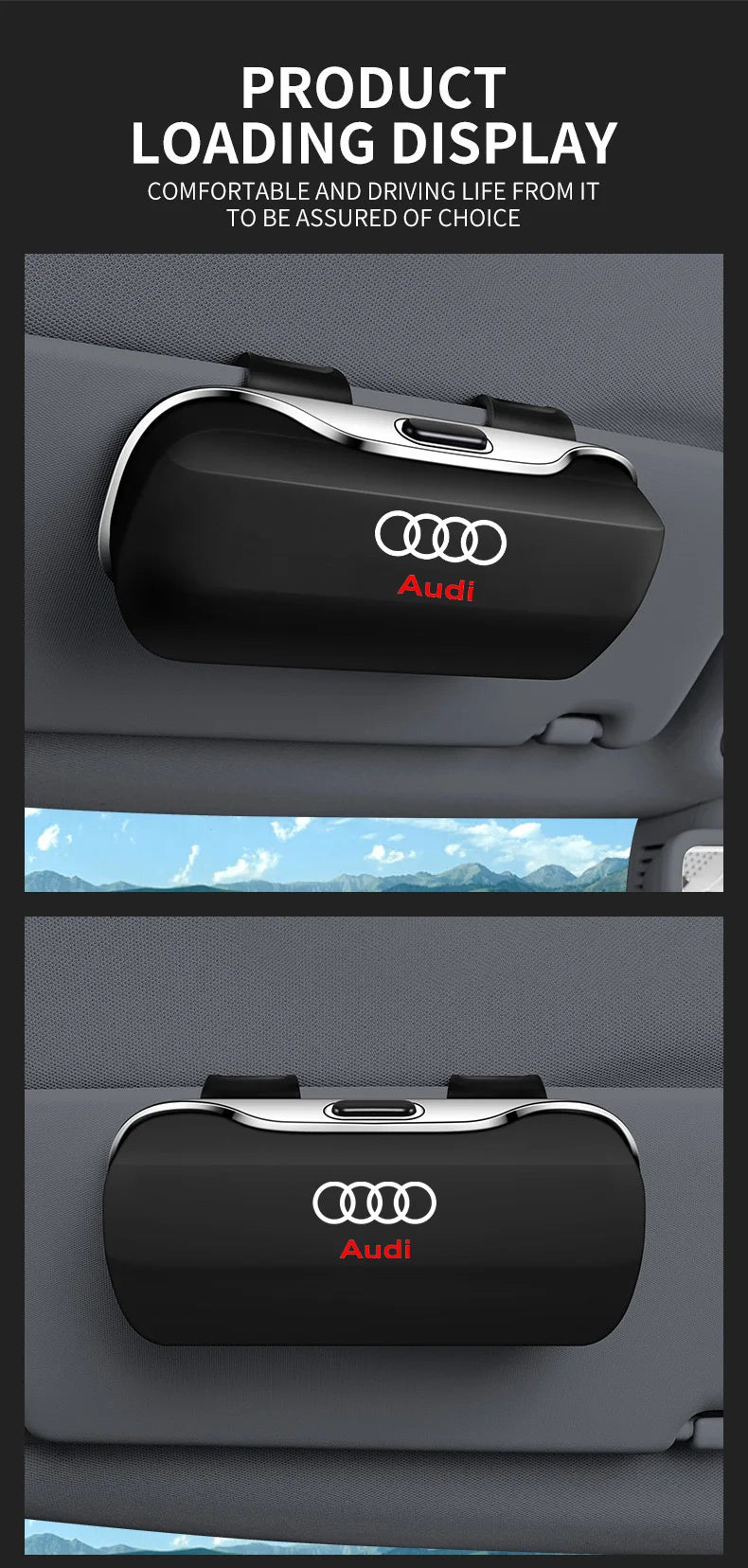 Sonnenbrillenhalter für Audi – Premium Aufbewahrungsbox für Sonnenblenden (Q3, Q5, Q7, Q8, A3, A4, A5, A6, A7, A8)
