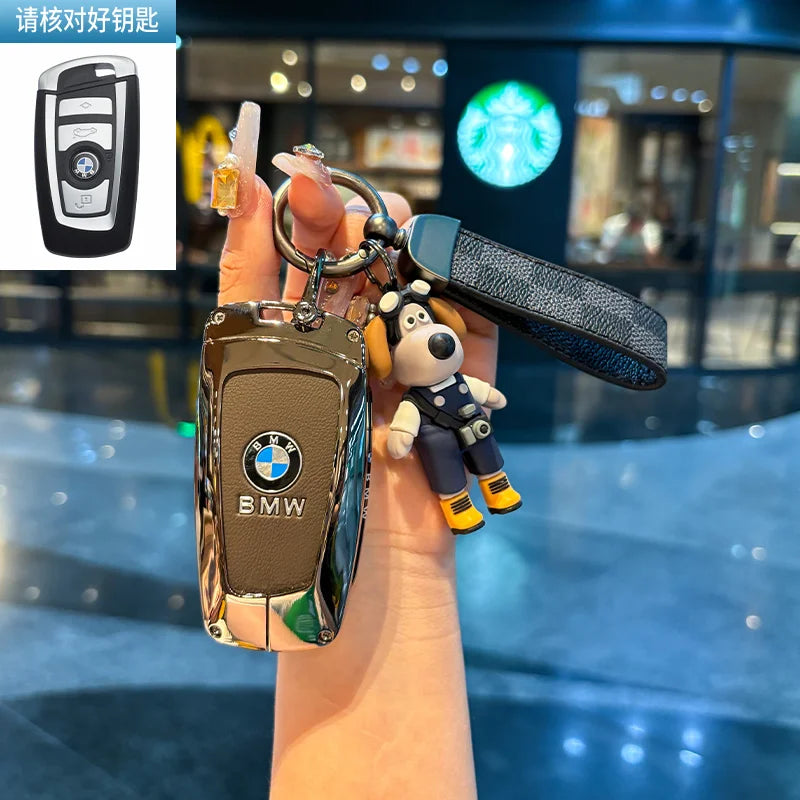 BMW Flip Key Case – Leather Key Fob Cover with Keychain