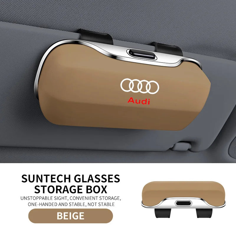 Audi Sonnenbrillenhalter – Premium-Sonnenblenden-Aufbewahrungsbox für Q3, Q5, Q7, Q8, A3, A4, A5, A6, A7 und A8
