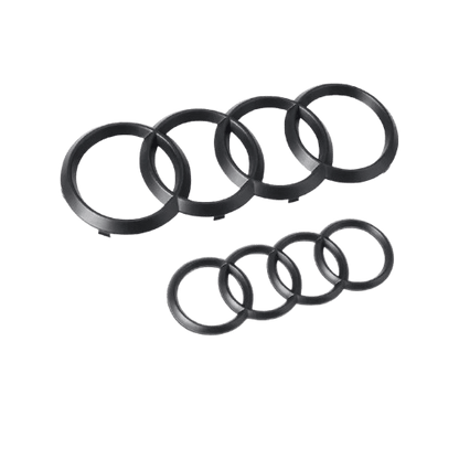 Audi 4-ring black or silver ABS car emblem logo for front grill and rear trunk – A3 A4 A6 Q5 Q8 TT