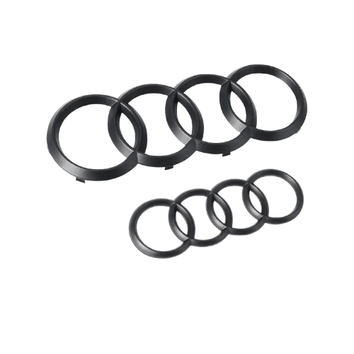 Audi 4-ring black or silver ABS car emblem logo for front grill and rear trunk – A3 A4 A6 Q5 Q8 TT